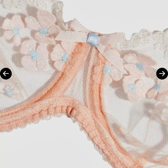 NWT AGENT PROVOCATEUR Bethanie Floral Appliquéd Tulle Underwire Bra in Peach 34E - Picture 2 of 16